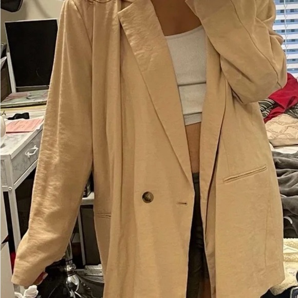 Women's Tan Blazer Coat - Picture 2 of 7